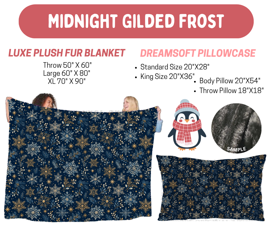 Preorder! Closes 8/17. ETA Nov. Midnight Gilded Frost Luxe Plush Fur Blanket and/or DreamSoft Pillowcase