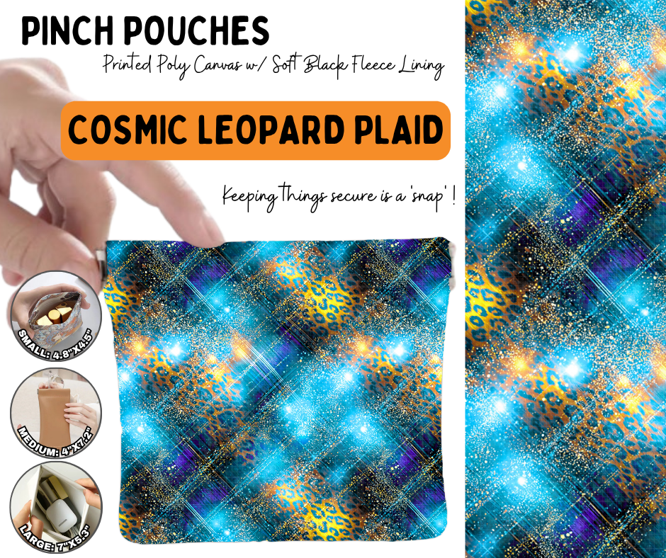 Preorder! Closes 6/17. ETA Sept. Cosmic Leopard Plaid Pinch Pouches in 3 Sizes