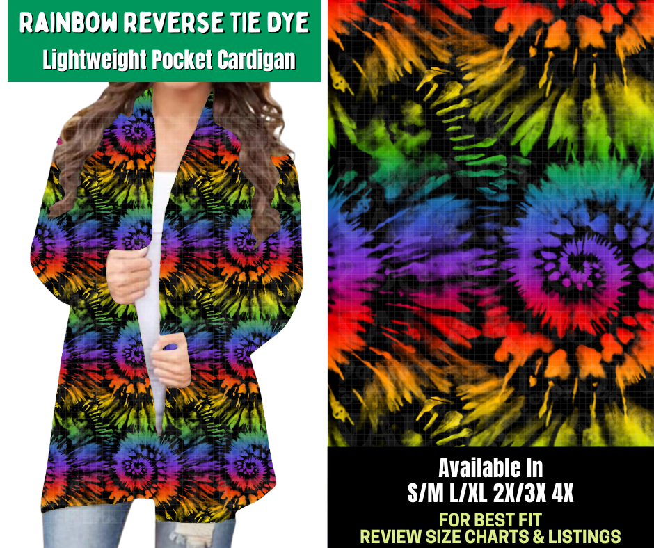 Preorder! Closes 2/18. ETA May. Rainbow Reverse Tie Dye Pocket Cardigan