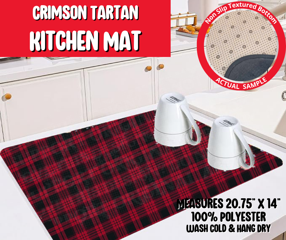 Preorder! Closes 8/20. ETA Nov. Crimson Tartan Kitchen Mat