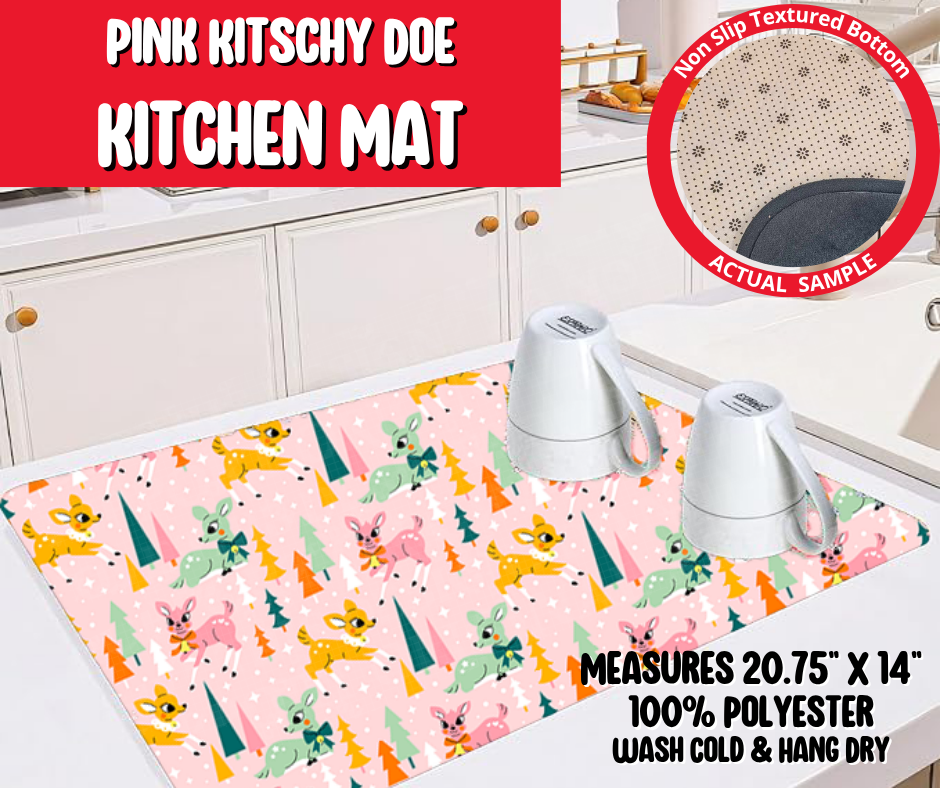 Preorder! Closes 8/20. ETA Nov. Pink Kitschy Doe Kitchen Mat