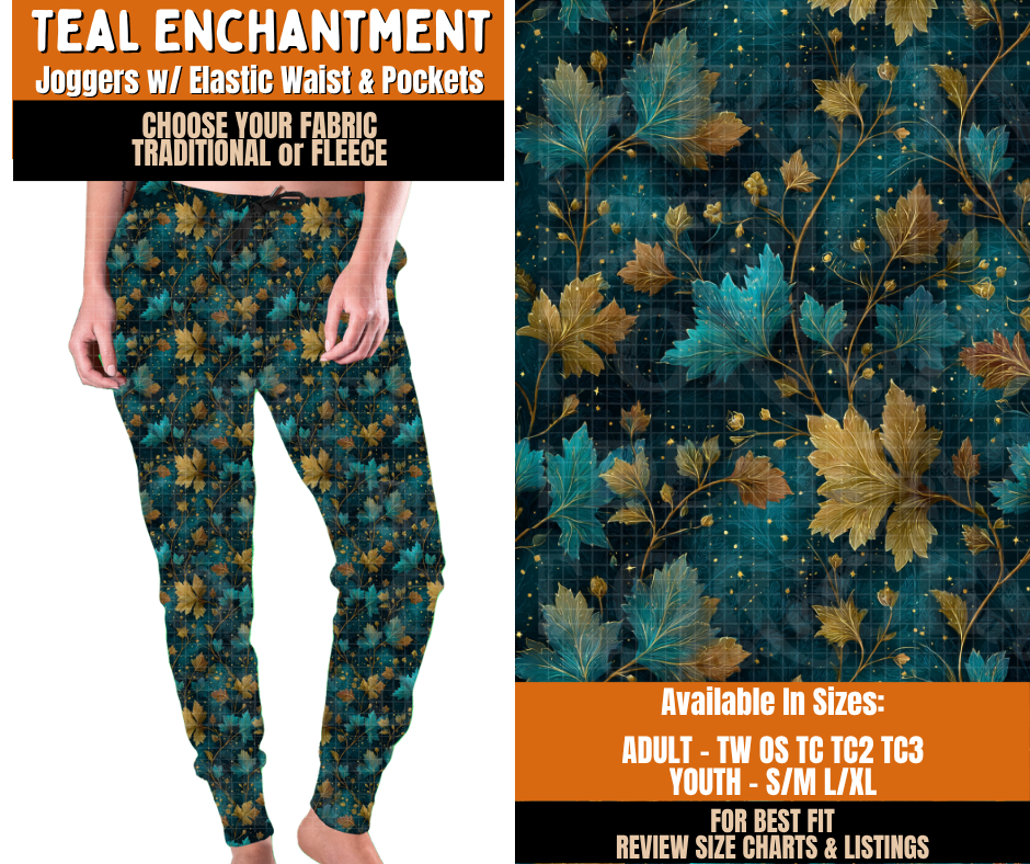 Preorder! Closes 11/2. ETA Feb. Teal Enchantment Joggers Choose Fleece or Traditional