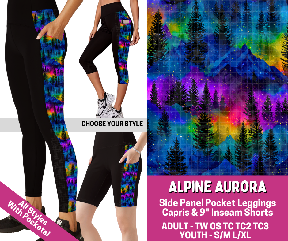 Preorder! Closes 6/18. ETA Sept. Alpine Aurora Combo Side Panel Legging Lengths