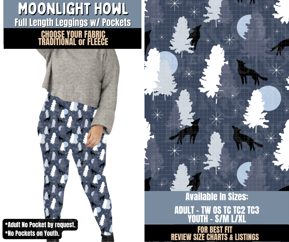 Preorder! Closes 9/24. ETA Dec. Moonlight Howl Full Length Leggings w/wo Pockets