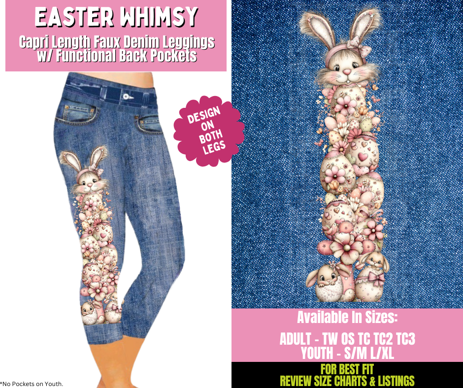 Preorder! Closes 1/21. ETA April. Easter Whimsy Capri Leggings w/ Side Leg Designs