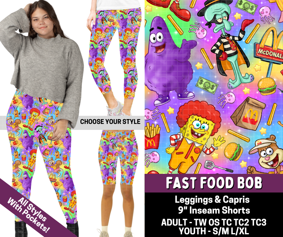 Preorder! Closes 7/9. ETA Oct. Fast Food Bob Combo Legging Lengths