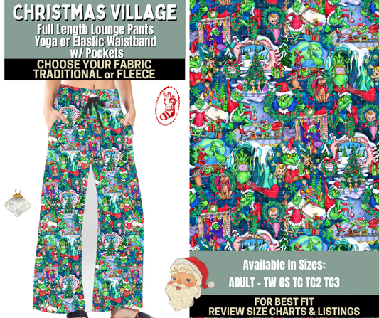 Preorder! Closes 9/15. ETA Dec. Christmas Village Lounge Pants Choose Fleece or Traditional