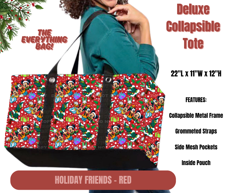 Preorder! Closes 9/1. ETA Dec. Holiday Friends- Red Collapsible Tote