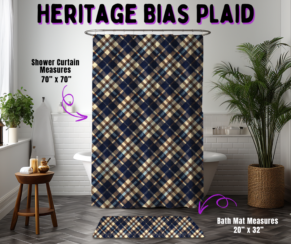 Preorder! Closes 10/21. ETA Jan. Heritage Bias Plaid Custom Shower Curtain and/or Bath Mat