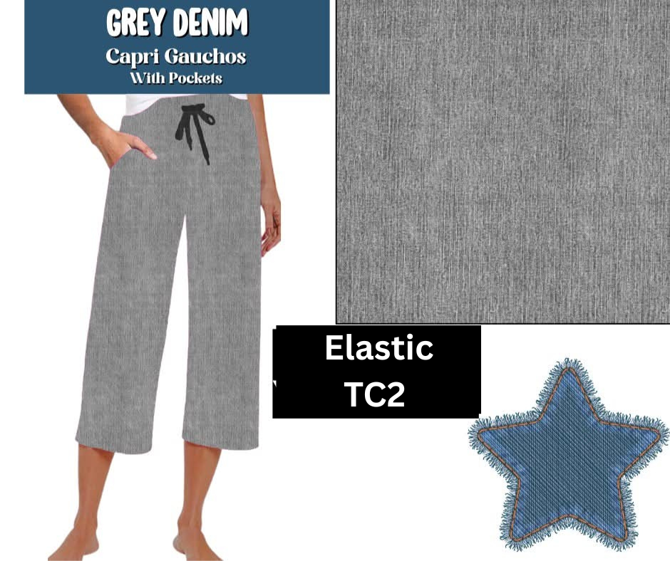 Grey Denim Capri Gauchos