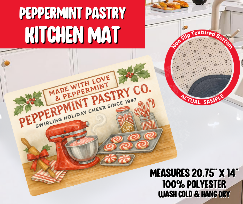 Preorder! Closes 8/20. ETA Nov. Peppermint Pastry Kitchen Mat