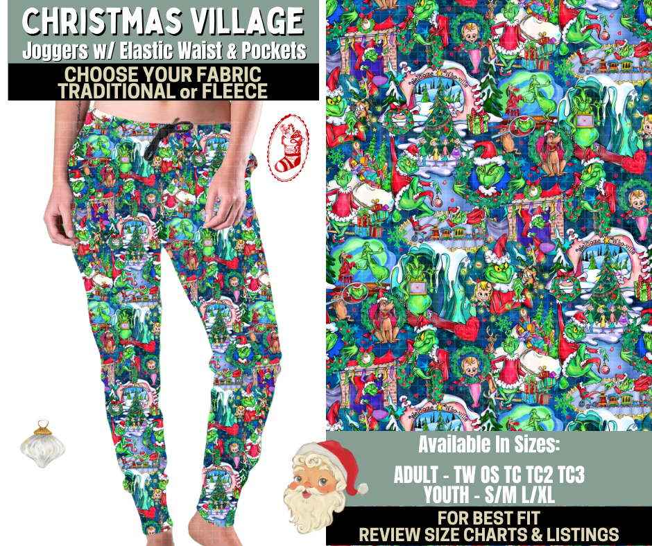 Preorder! Closes 9/15. ETA Dec. Christmas Village Joggers Choose Fleece or Traditional