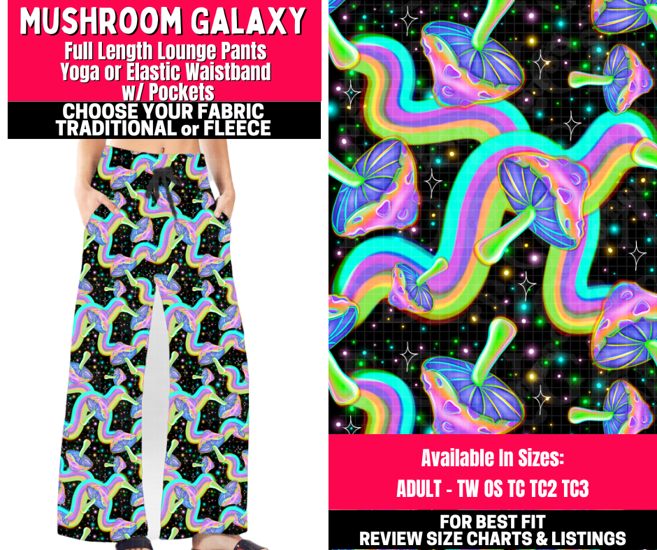 Preorder! Closes 10/23. ETA Jan. Mushroom Galaxy Lounge Pants Choose Fleece or Traditional