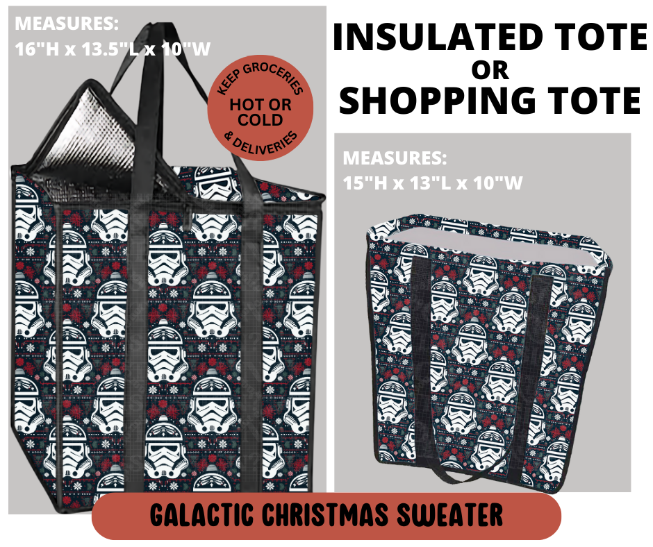 Preorder! Closes 9/11. ETA Dec. Galactic Christmas Sweater Shopping & Insulated Tote