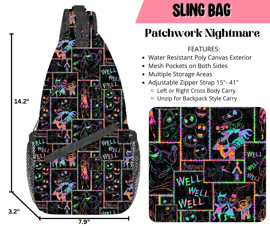 Preorder! Closes 9/17. ETA Dec. Patchwork Nightmare Sling Bag