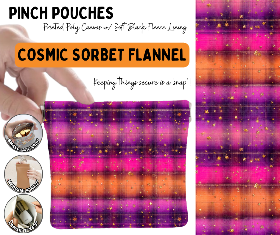 Preorder! Closes 6/17. ETA Sept. Cosmic Sorbet Flannel Pinch Pouches in 3 Sizes