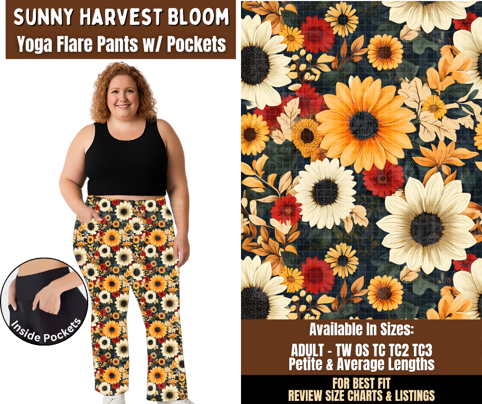 Preorder! Closes 7/29. ETA Oct. Sunny Harvest Bloom Yoga Flare Pants