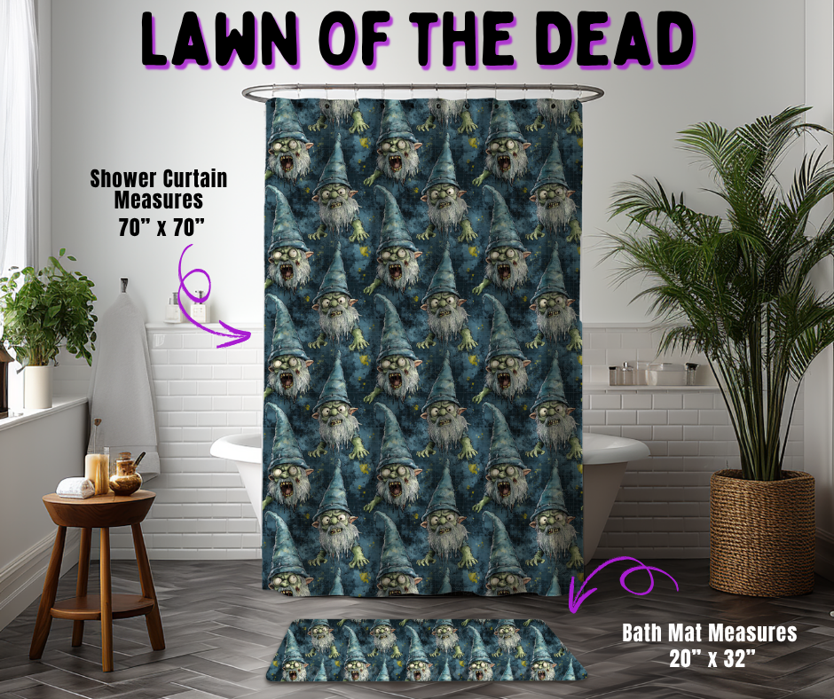 Preorder! Closes 10/21. ETA Jan. Lawn Of The Dead Custom Shower Curtain and/or Bath Mat