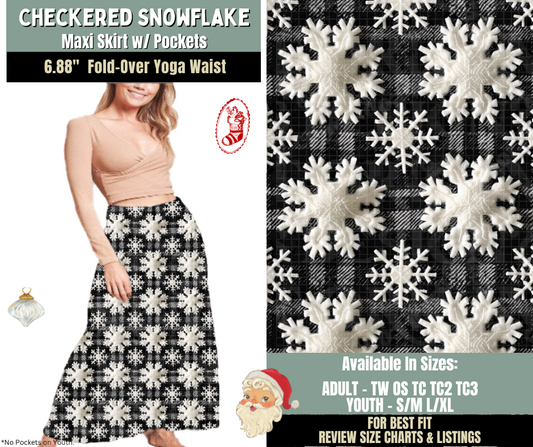 Preorder! Closes 9/15. ETA Dec. Checkered Snowflake Maxi Skirt