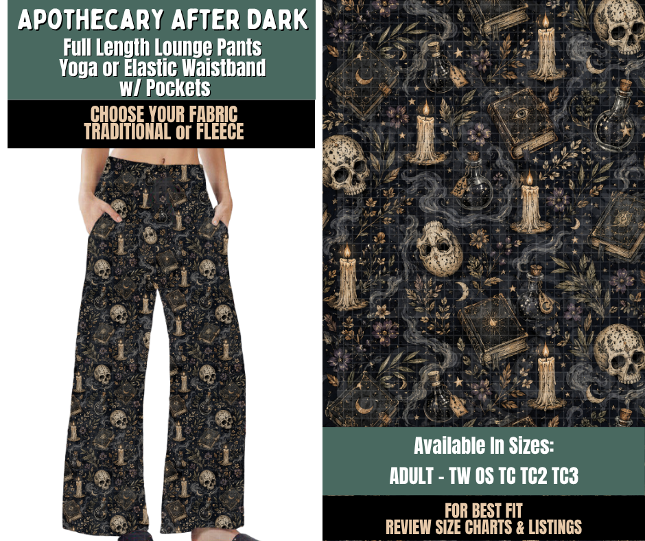 Preorder! Closes 9/17. ETA Dec. Apothecary After Dark Lounge Pants Choose Fleece or Traditional