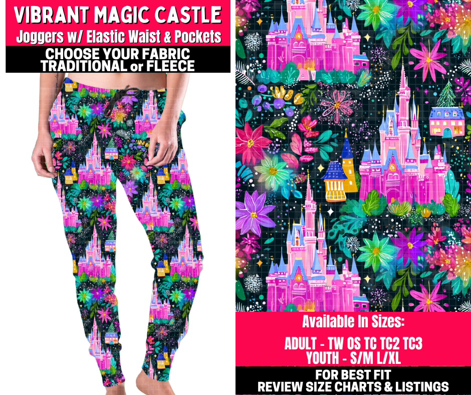Preorder! Closes 10/23. ETA Jan. Vibrant Magic Castle Joggers Choose Fleece or Traditional