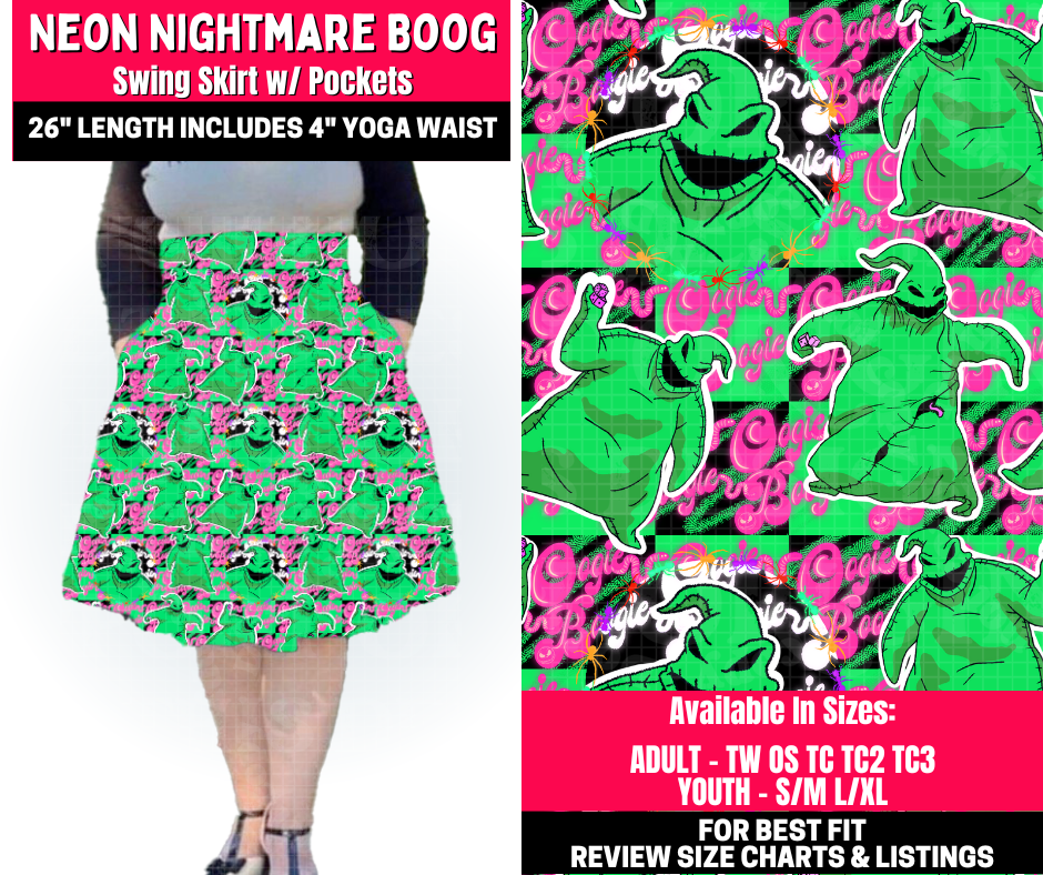 Preorder! Closes 10/23. ETA Jan. Neon Nightmare Boog Swing Skirt