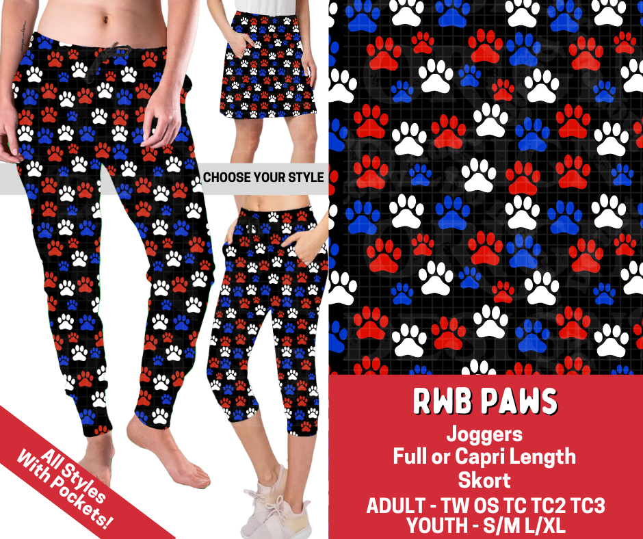 Preorder! Closes 3/18. ETA June. RWB Paws Combo Jogger Lengths & Skort