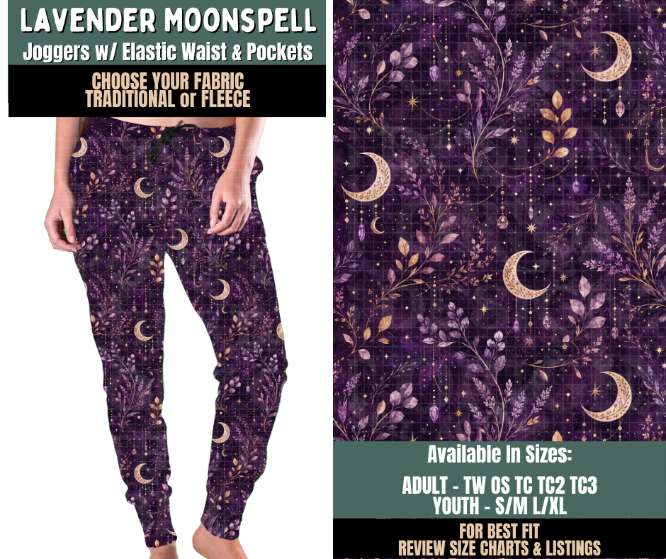 Preorder! Closes 9/17. ETA Dec. Lavendar Moonspell Joggers Choose Fleece or Traditional