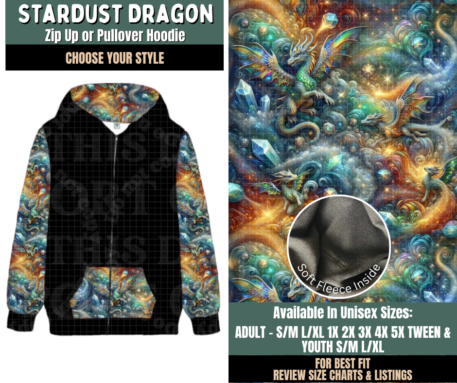 Preorder! Closes 9/17. ETA Dec. Stardust Dragon Zip-Up or Pullover Hoodie