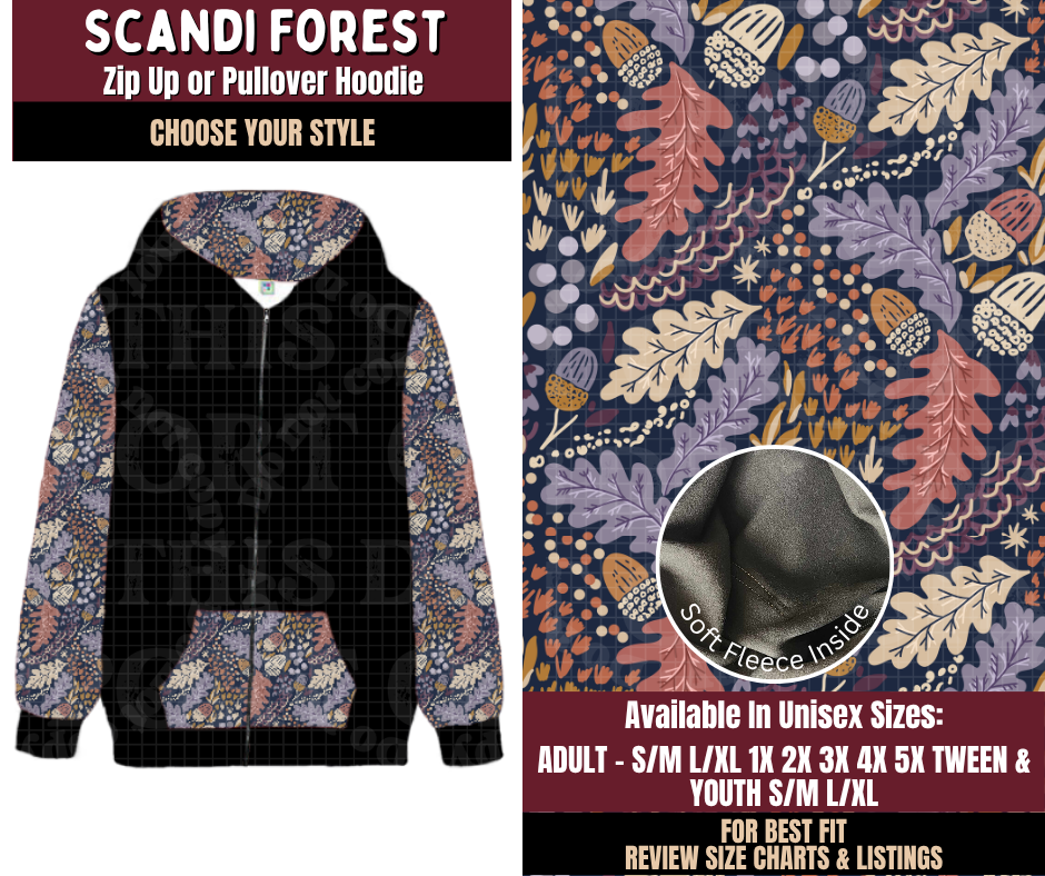 Preorder! Closes 7/22. ETA Oct. Scandi Forest Zip-Up or Pullover Hoodie
