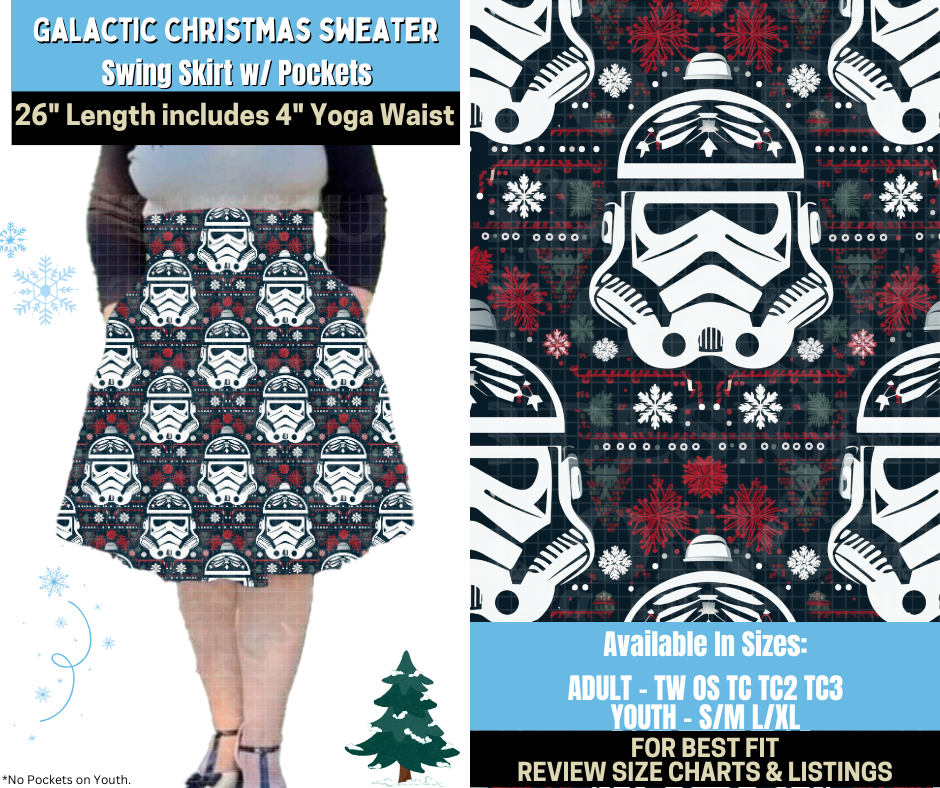 Preorder! Closes 8/28. ETA Nov. Galactic Christmas Sweater Swing Skirt