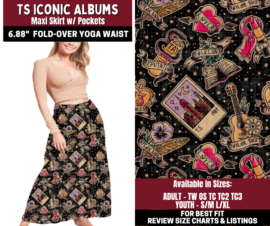 Preorder! Closes 10/22. ETA Jan. TS Iconic Albums Maxi Skirt
