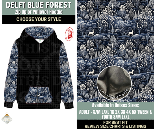 Preorder! Closes 9/15. ETA Dec. Delft Blue Forest Zip-Up or Pullover Hoodie