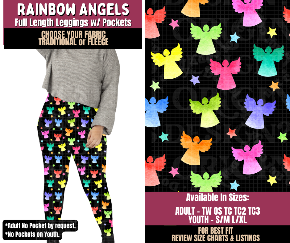 Preorder! Closes 8/27. ETA Nov. Rainbow Angels Leggings Choose Fleece or Traditional