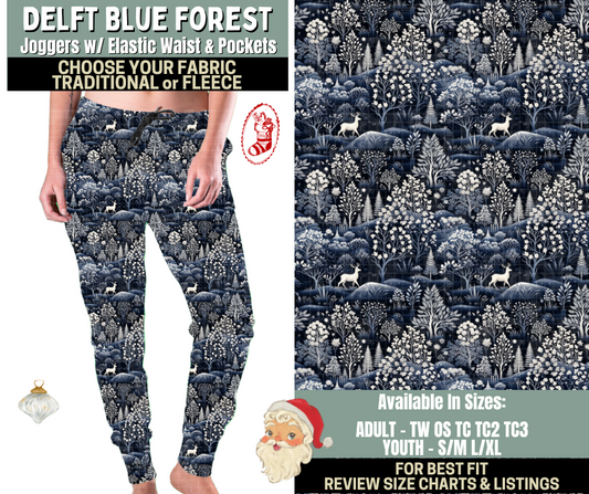 Preorder! Closes 9/15. ETA Dec. Delft Blue Forest Joggers Choose Fleece or Traditional