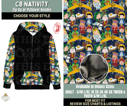 Preorder! Closes 9/15. ETA Dec. CB Nativity Zip-Up or Pullover Hoodie