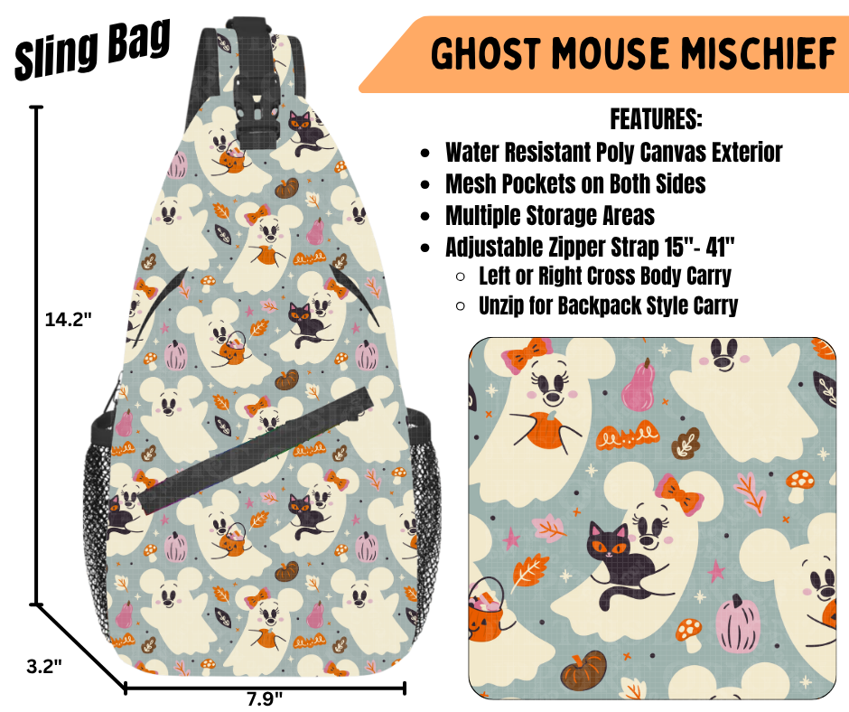 Preorder! Closes 6/22. ETA Sept. Ghost Mouse Mischief Sling Bag