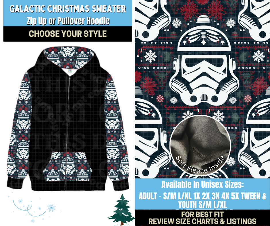 Preorder! Closes 8/28. ETA Nov. Galactic Christmas Sweater Zip-Up or Pullover Hoodie