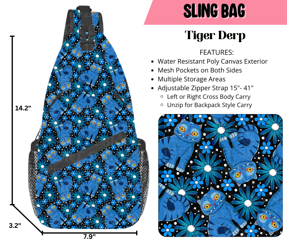 Preorder! Closes 9/17. ETA Dec. Tiger Derp Sling Bag