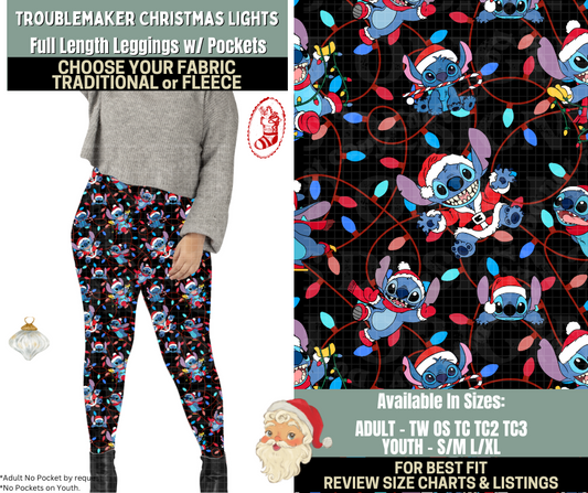 Preorder! Closes 9/15. ETA Dec. Troublemaker Christmas Lights Leggings Choose Fleece or Traditional