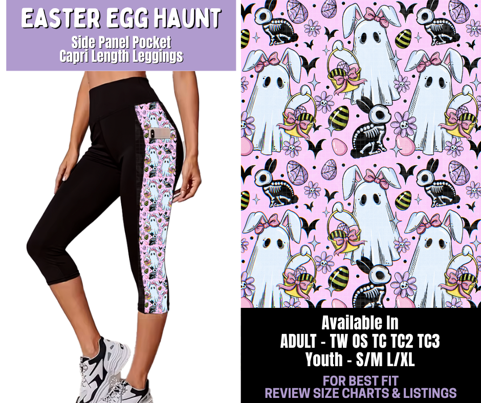 Preorder! Closes 1/22. ETA April. Easter Egg Haunt Side Panel Pocket Capri Length Leggings