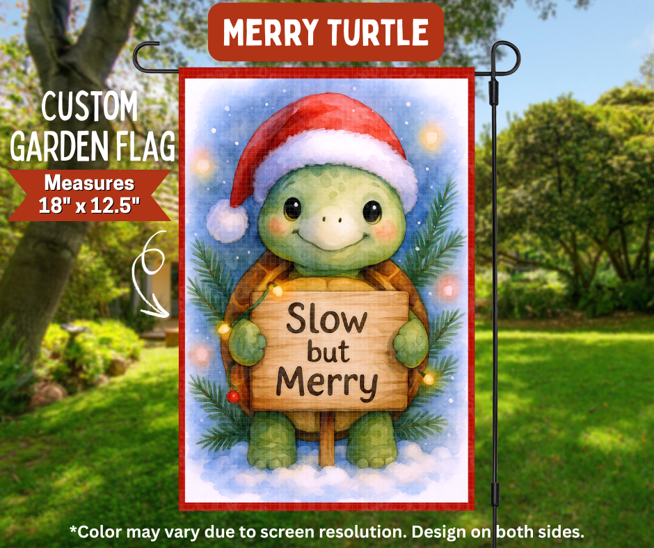 Preorder! Closes 8/10. ETA Nov. Merry Turtle Garden Flag