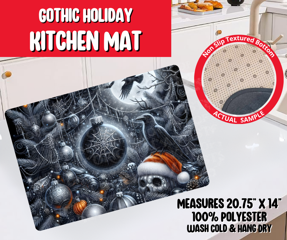 Preorder! Closes 8/20. ETA Nov. Gothic Holiday Kitchen Mat