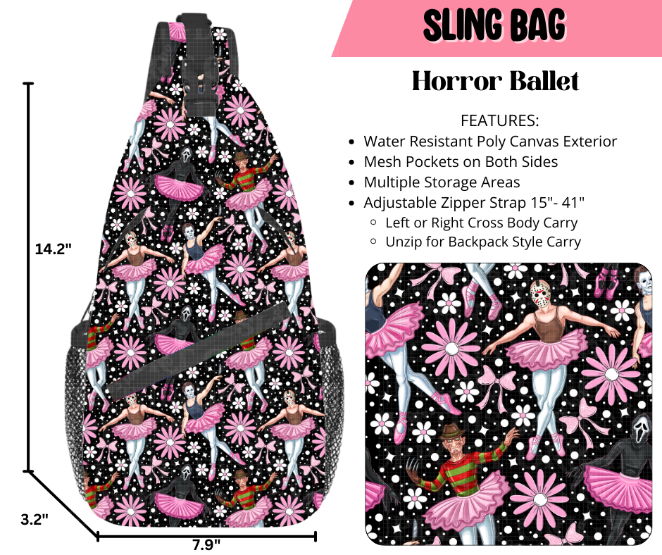 Preorder! Closes 9/17. ETA Dec. Horror Ballet Sling Bag