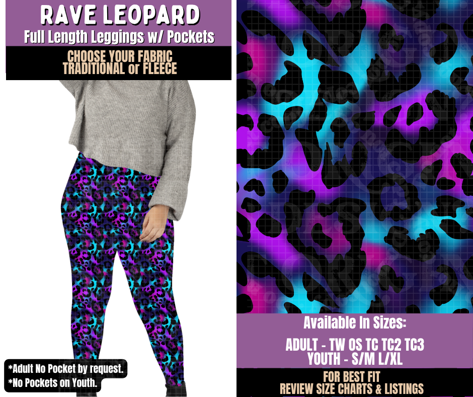 Preorder! Closes 9/23. ETA Dec. Rave Leopard Leggings Choose Fleece or Traditional
