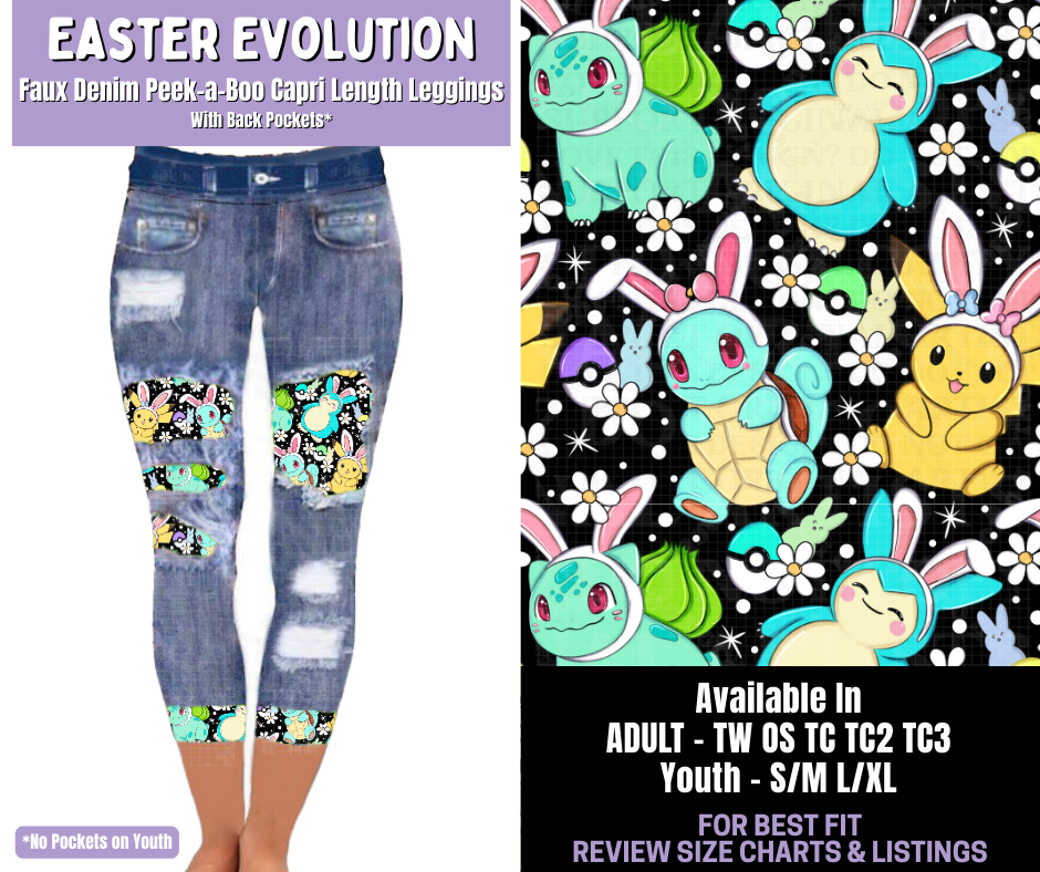 Preorder! Closes 1/22. ETA April. Easter Evolution Capri Faux Denim Peekaboo