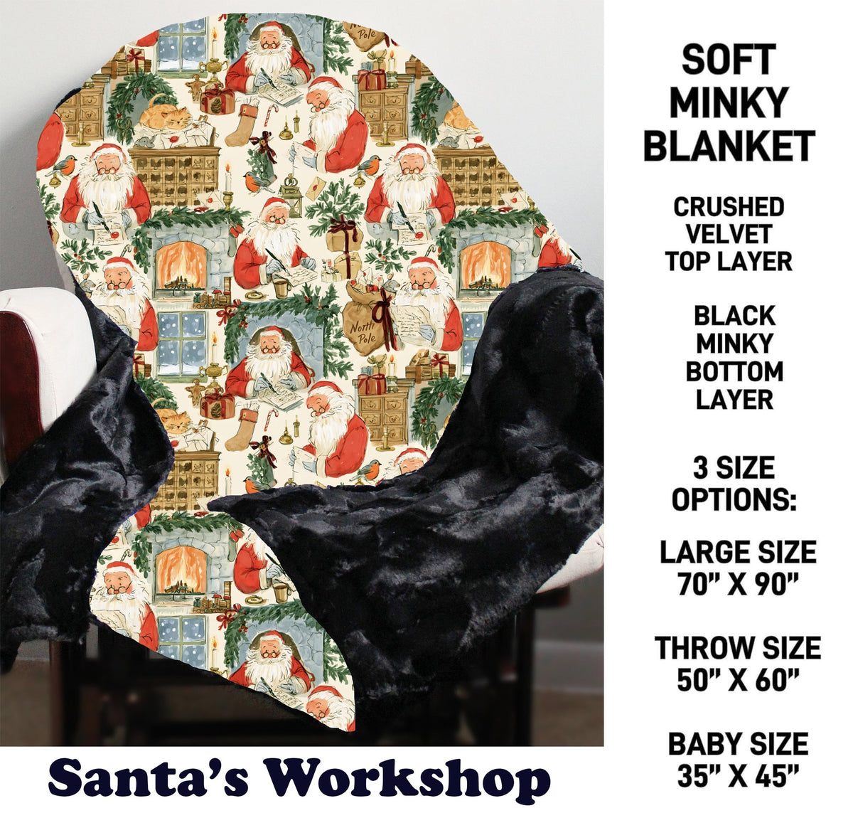 MN8K - Santa's Workshop Minky Blanket - Preorder Due 10/18 ETA: Early Dec