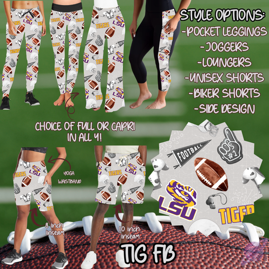 GAME DAY-TIG FB-6 STYLE BOTTOMS-PREORDER CLOSING 9/8