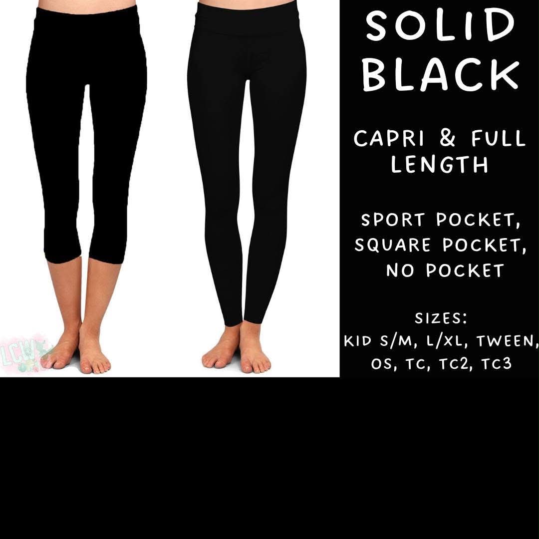 Ready To Ship - Solid Black Full and Capri Length Leggings