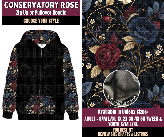 Preorder! Closes 11/11. ETA Feb. Conservatory Rose Zip-Up or Pullover Hoodie